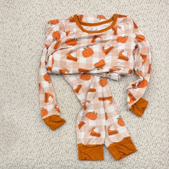 Caden Lane Other - Bamboo Caden Lane Orange and White Kids Pajama Set